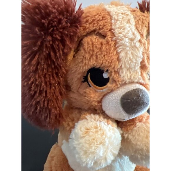 Disney Lady Plush Stuffed Animal Dog Puppy Sewn Eyes Soft Brown Cream Colors 9" - Picture 2 of 4